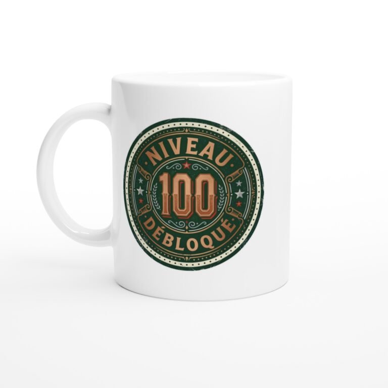 Mug 100 ans anniversaire Vintage Niveau 100 Débloqué - Idée Cadeau Original