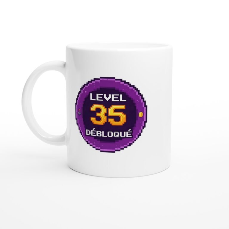 Mug 35 ans anniversaire Level 35 Débloqué - Idée Cadeau Original