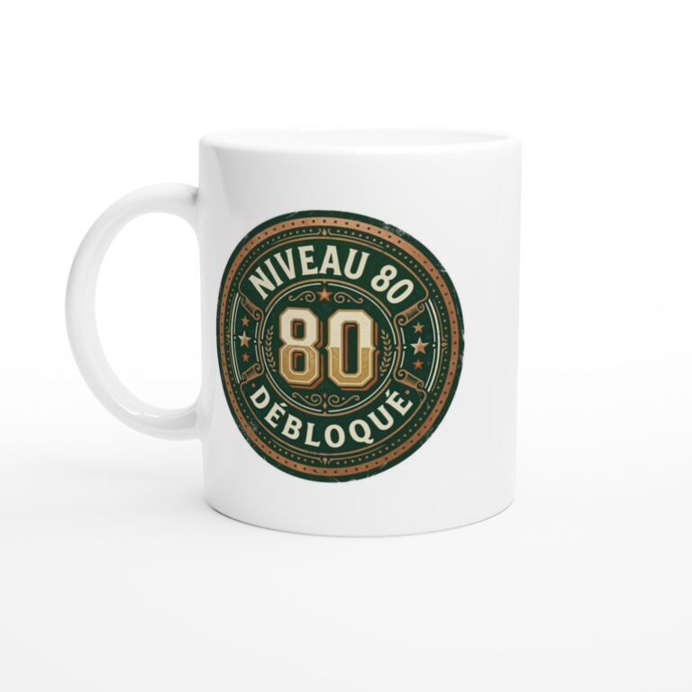 Mug 80 ans anniversaire Niveau 80 Débloqué - Idée Cadeau Original