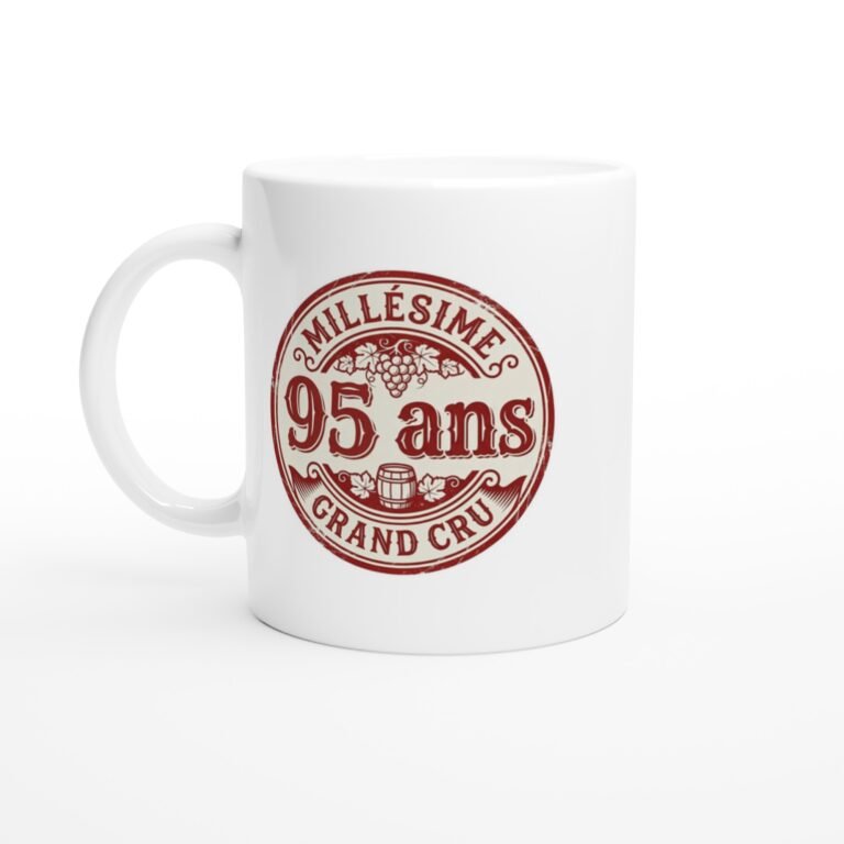 Mug 95 ans Anniversaire Humour 95 Ans Millésime Grand Cru - Idée Cadeau Humour