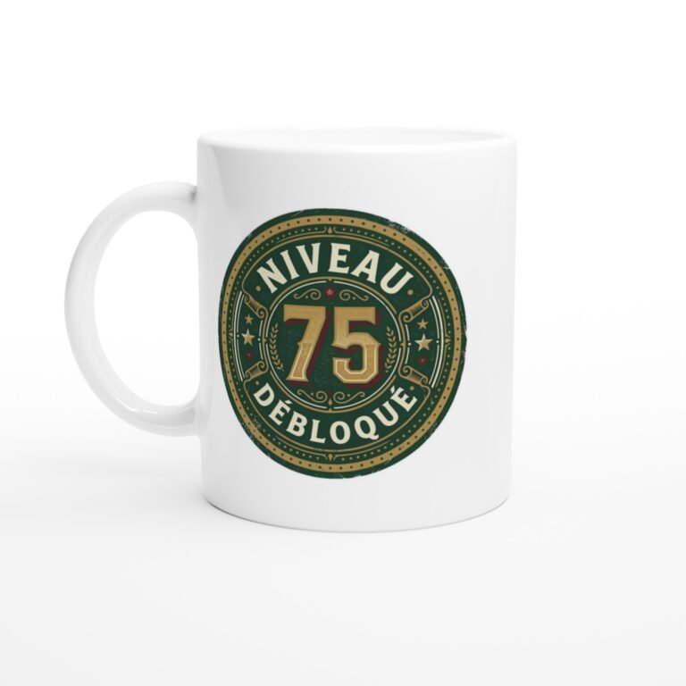 Mug Anniversaire 75 ans Niveau 75 Débloqué - Idée Cadeau Original