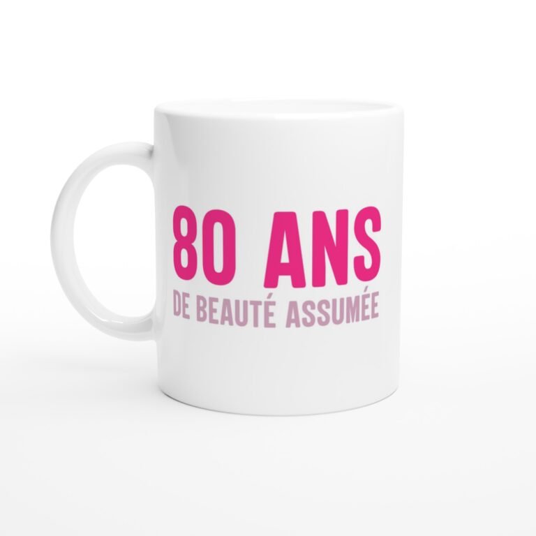 Mug Anniversaire Femme 80 Ans de Beauté Assumée - Idée Cadeau Original