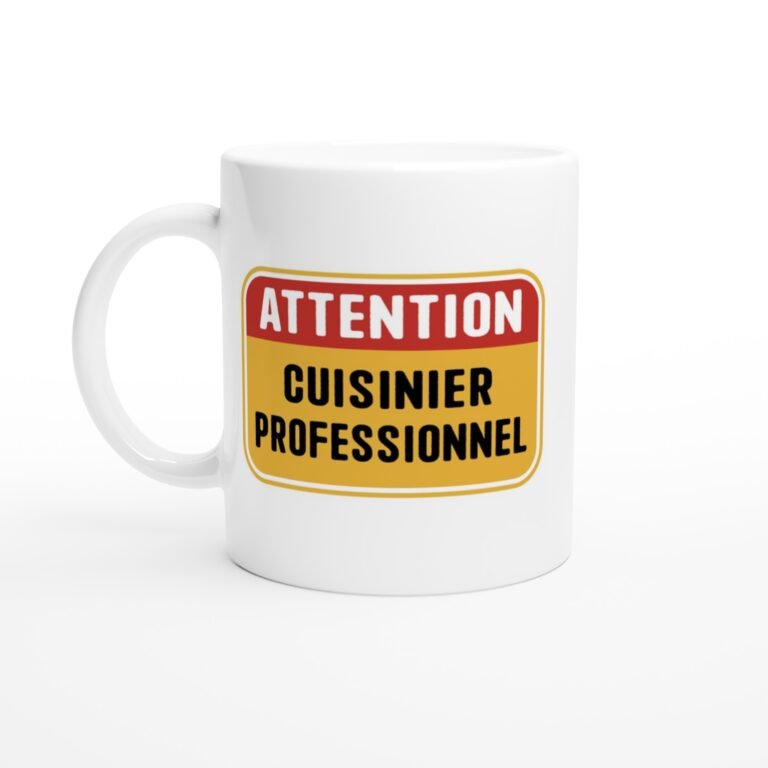 Mug Attention cuisinier professionnel – panneau d’avertissement
