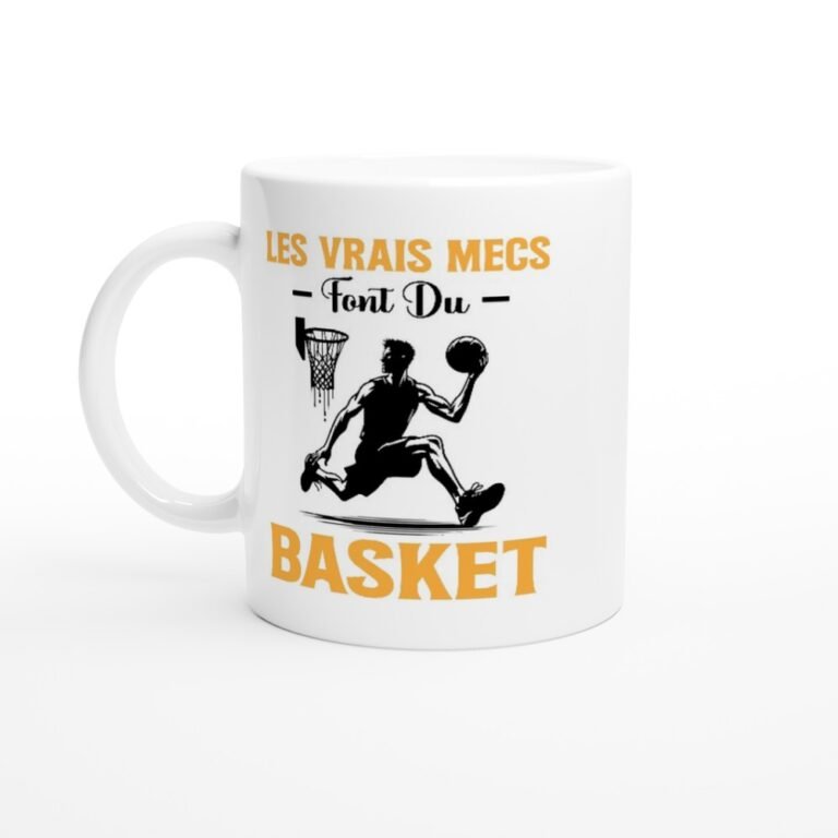 Mug Basket Les vrais mecs font du basket - Idée Cadeau Basketball
