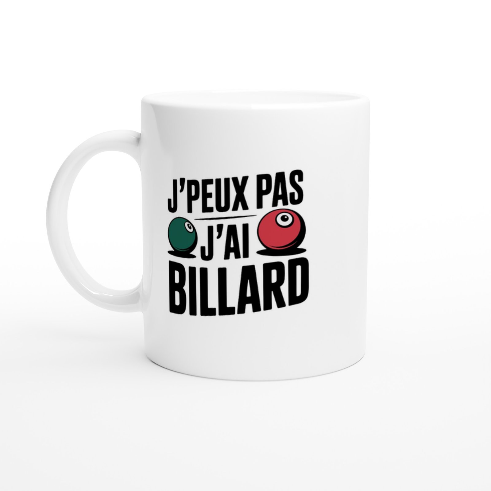 Mug J’peux pas j’ai billard – boules verte et rouge
