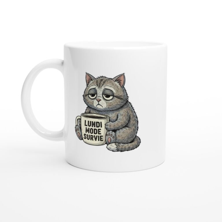 Mug chat humour lundi mode survie