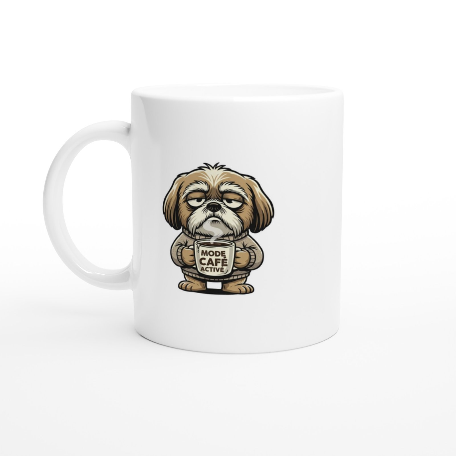 Mug Chiot Humour Chien fatigué Mode Café Activé