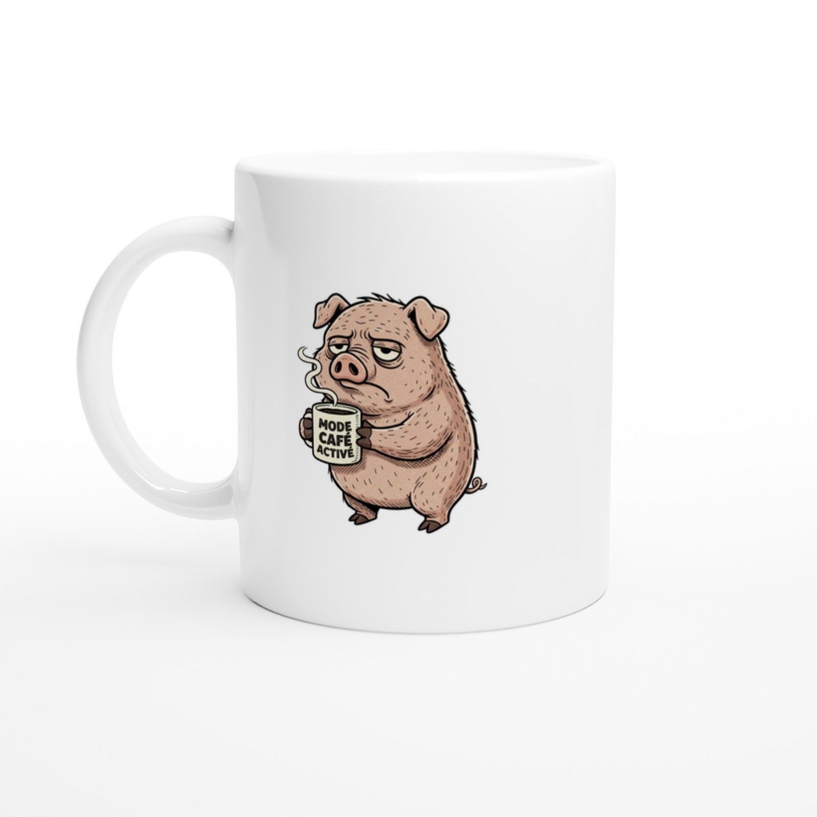 Mug Drôle Cochon Fatigué Mode Café Activé