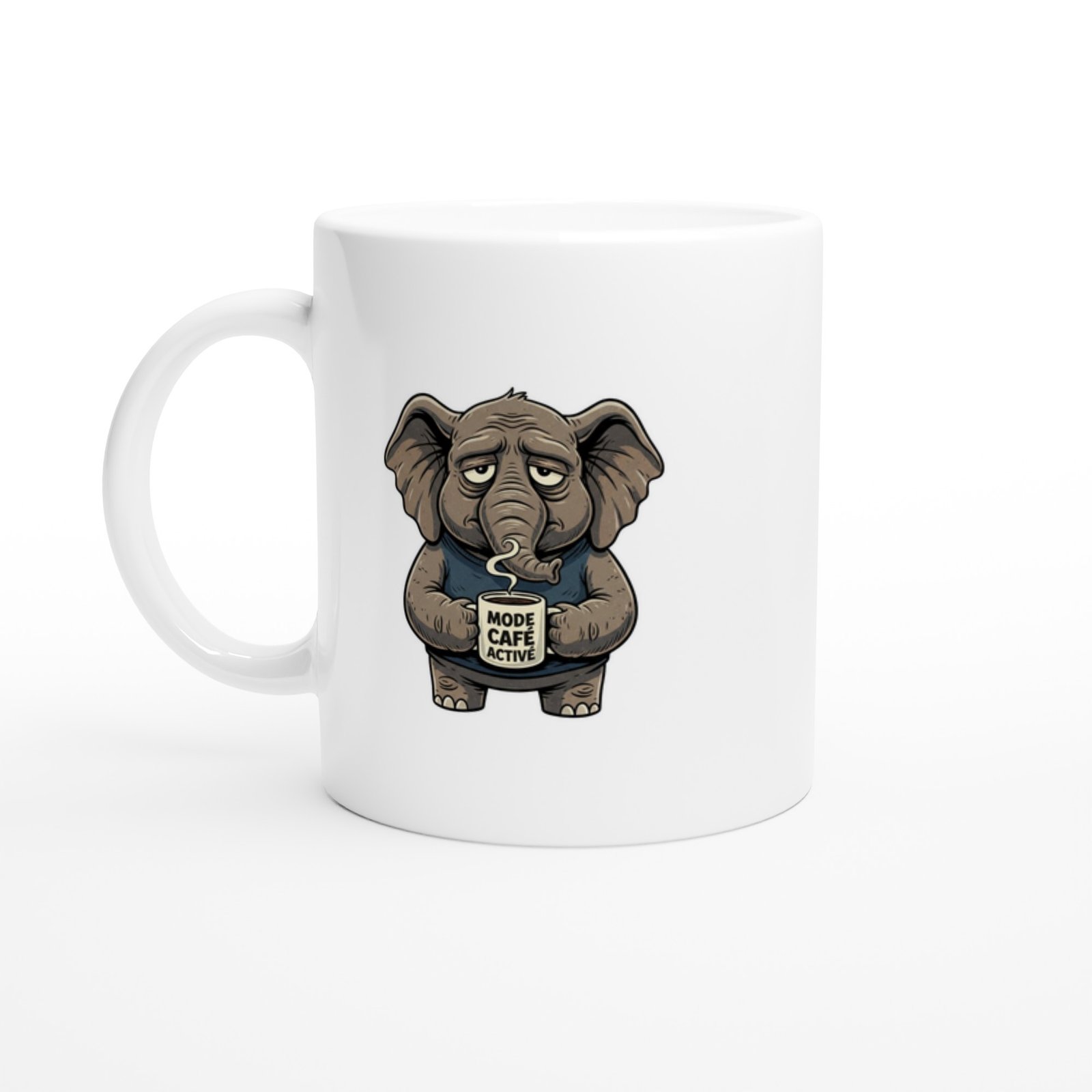 Mug Éléphant Fatigué Drôle Mode Café Activé