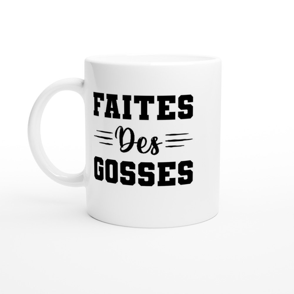Mug Faites des gosses – style collège noir avec traits de pinceau