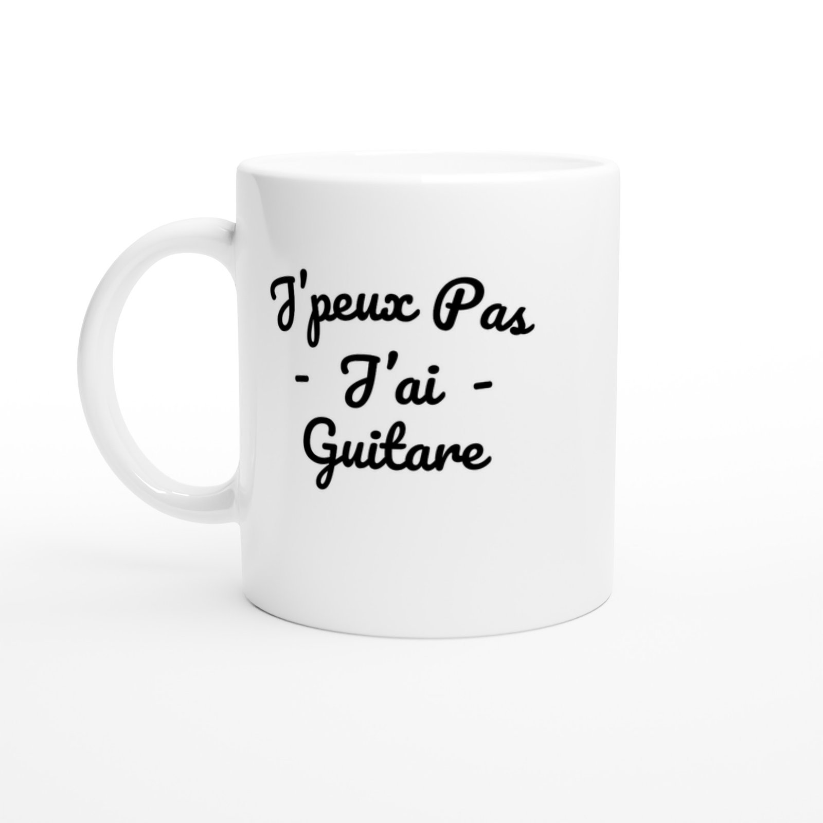 Mug Guitare J’peux pas j’ai guitare – écriture cursive sans dessin