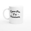 Mug J’peux pas j’ai menuiserie – lettres manuscrites noires