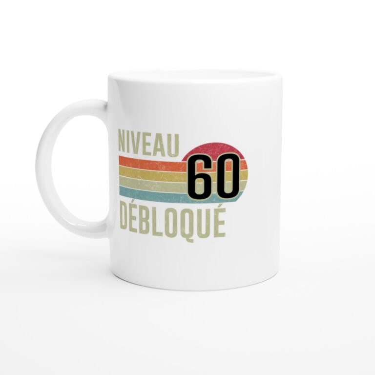 Mug Niveau 60 Débloqué - Tasse Anniversaire 60 Ans - Idée Cadeau Originale 60 ans Anniversaire Homme ou Femme - Tasse Humour - Idée Cadeau Humour