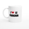 Mug J’aime le parkour – déclaration avec cœur rouge