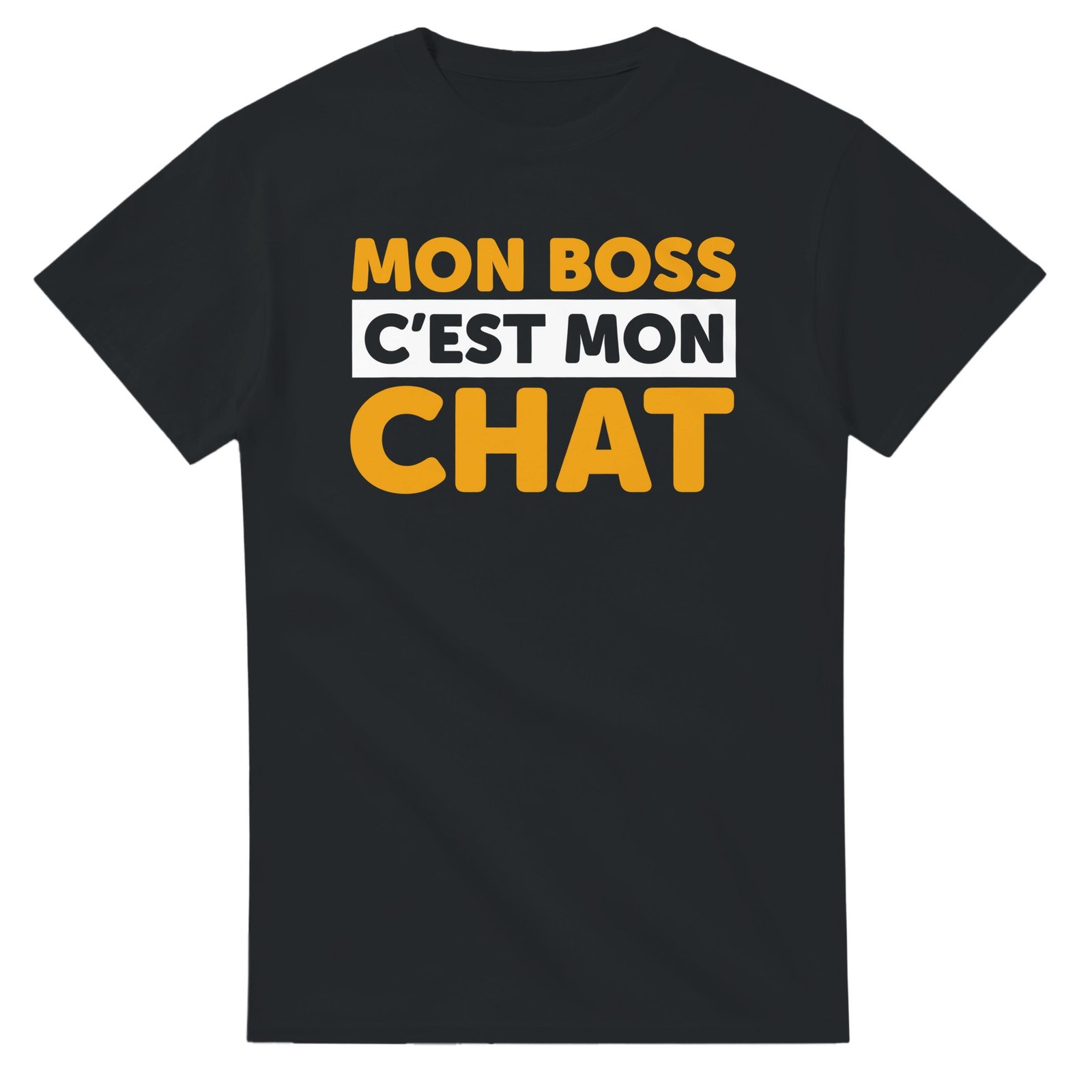 T shirt Chat Homme Humour Mon boss c&rsquo;est mon chat