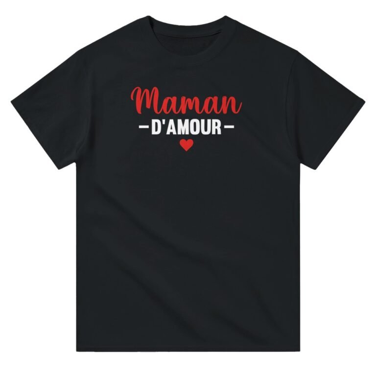 T-shirt Maman d’amour – « Maman » rouge en écriture cursive