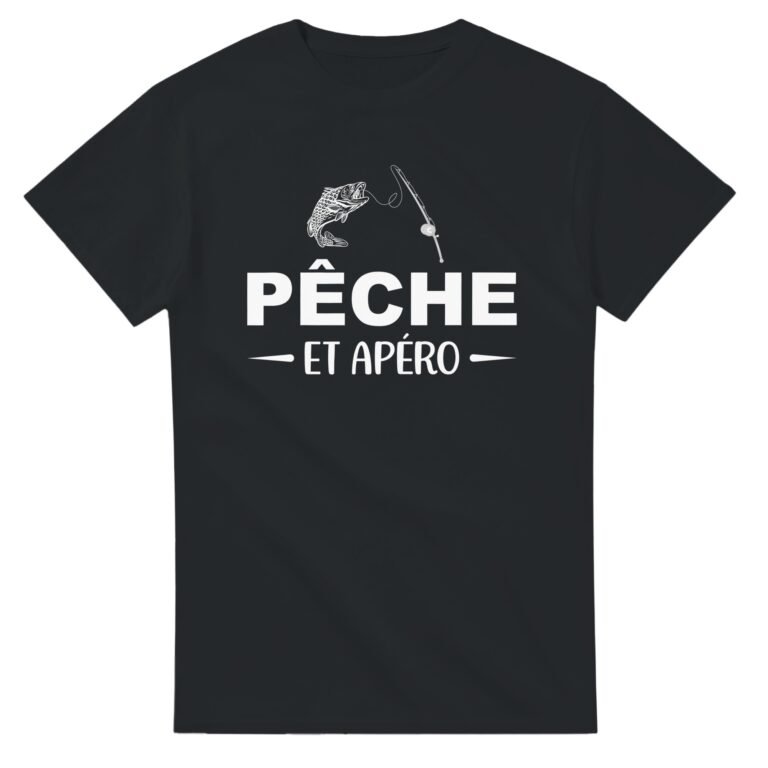 T shirt pêche et apéro - Tee shirt Humour Anniversaire - Idée Cadeau Original Apéro