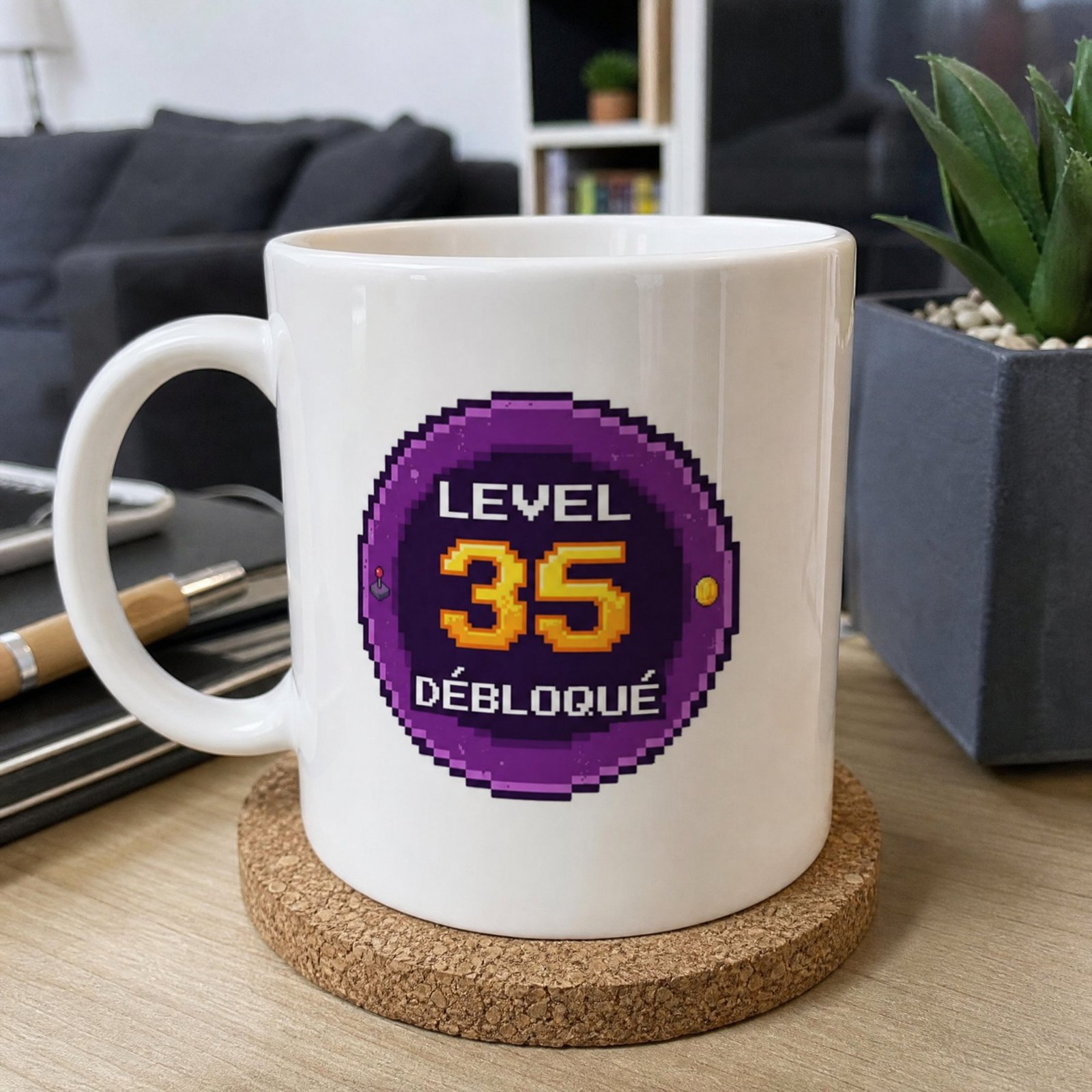 Mug 35 ans anniversaire Level 35 Débloqué – Idée Cadeau Original