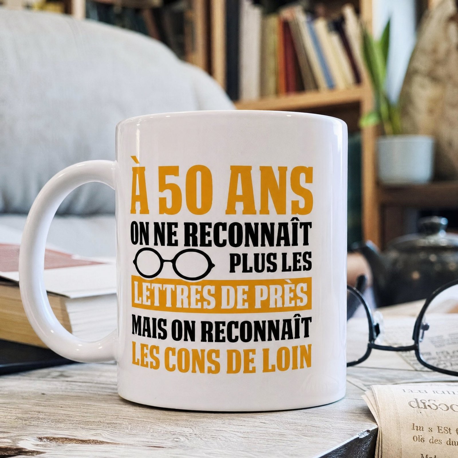 Mug 50 ans on ne reconnait plus les lettres – Idée Cadeau Original