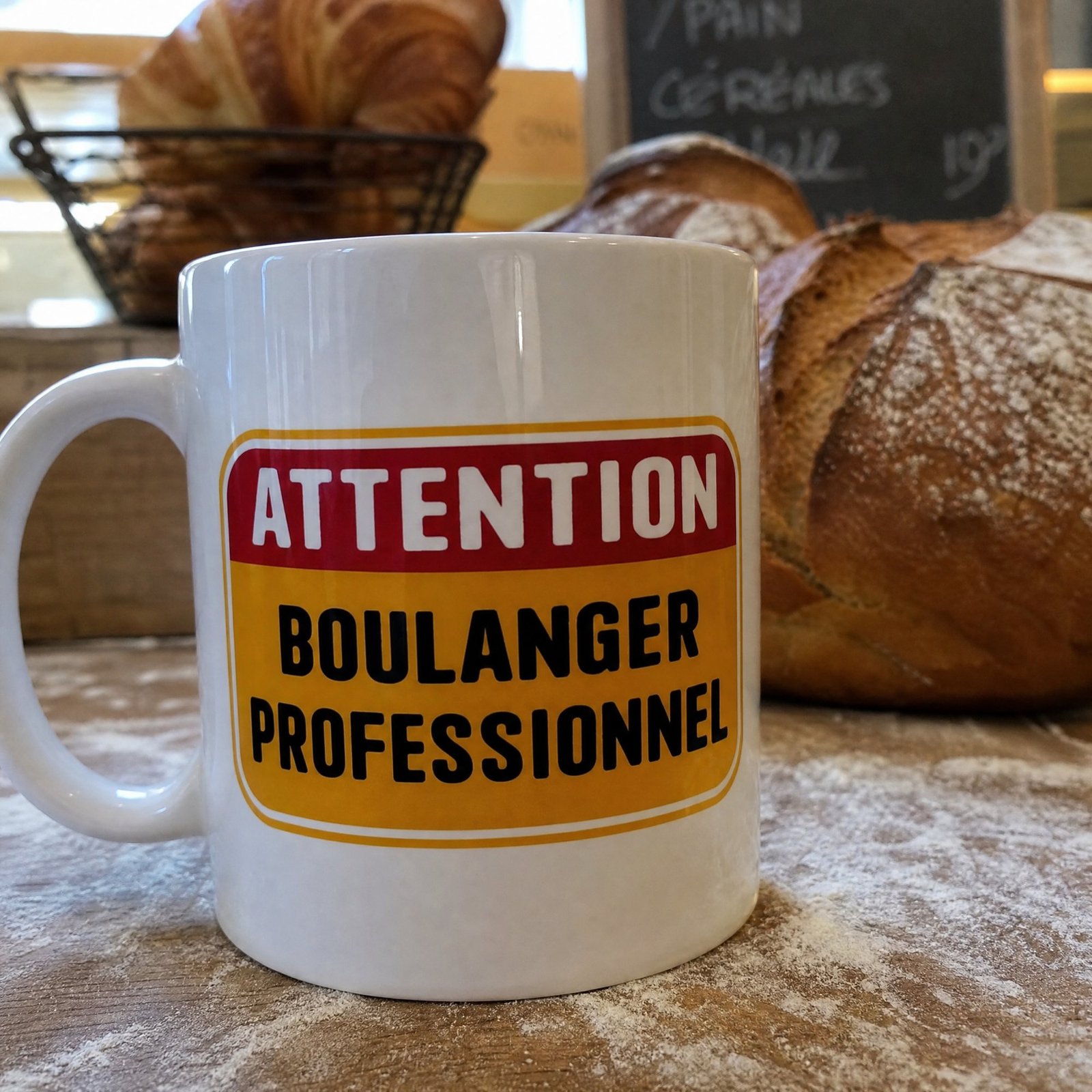 Mug Attention boulanger professionnel