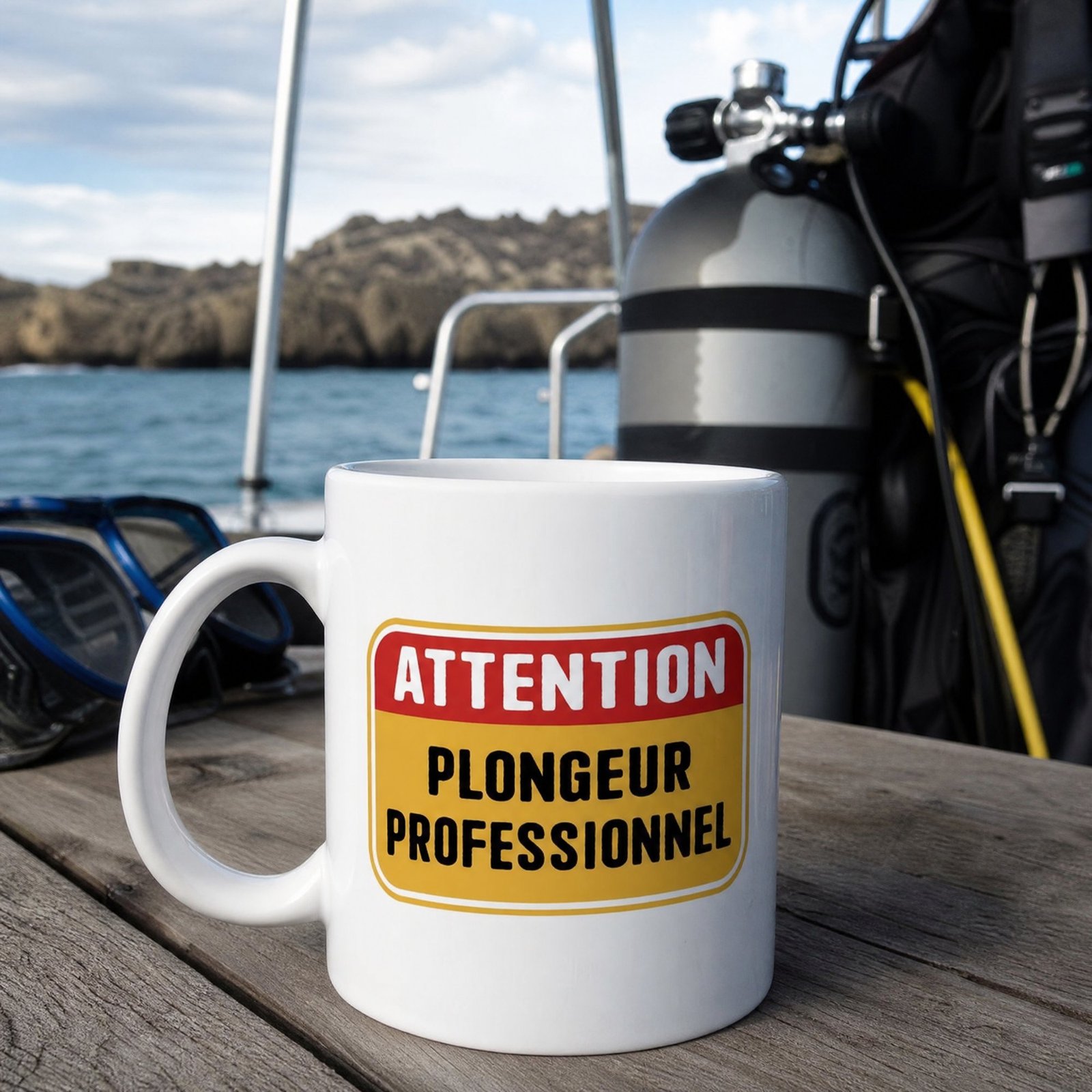 Mug Attention Plongeur Professionnel