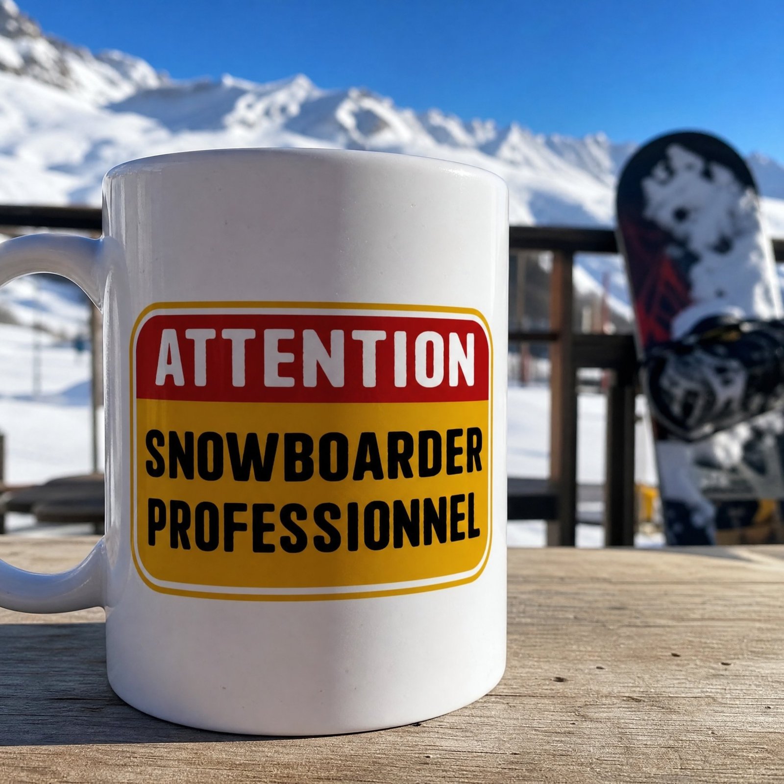 Mug Attention Snowboarder Professionnel
