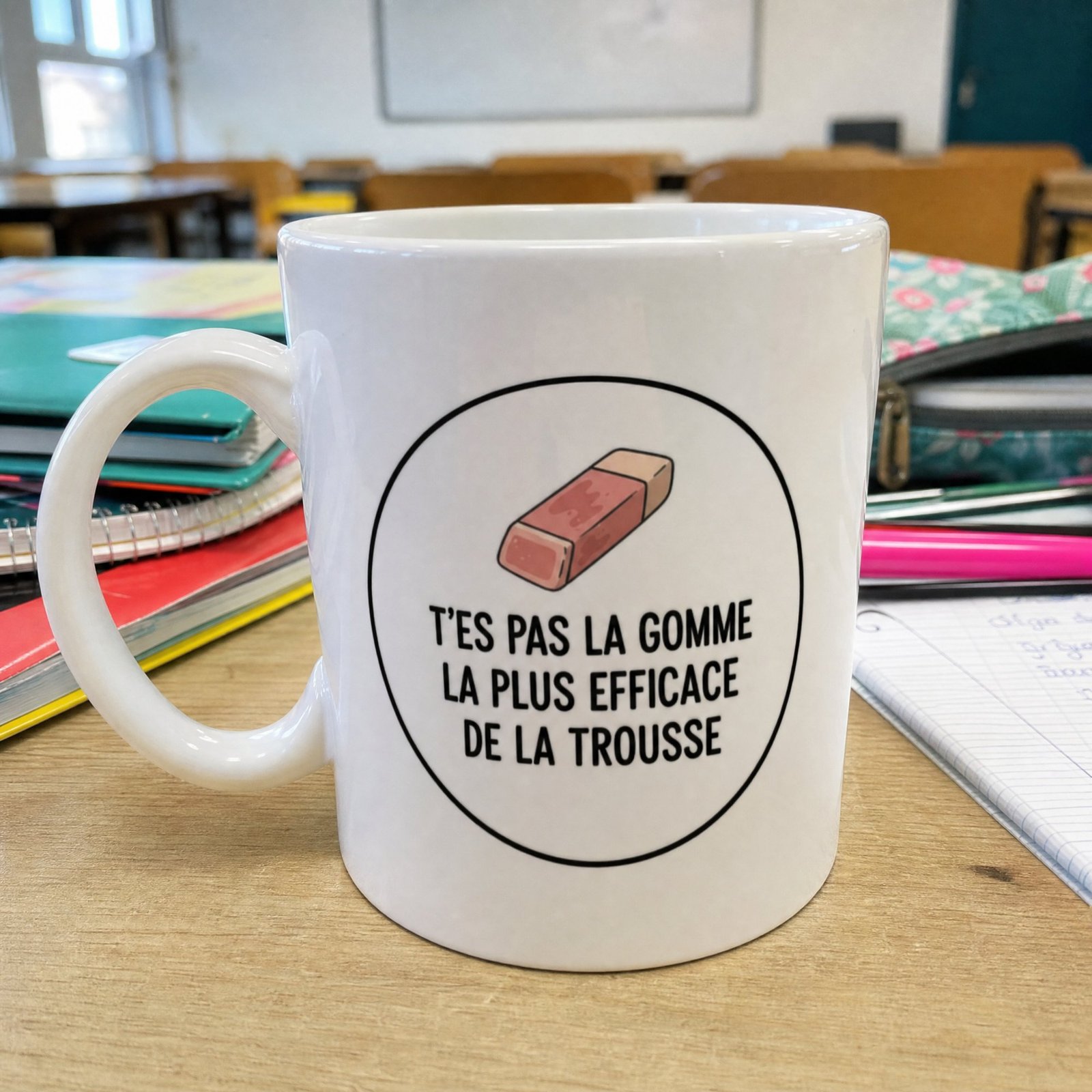 Mug Blague Humour T&rsquo;es pas la gomme la plus efficace de la trousse