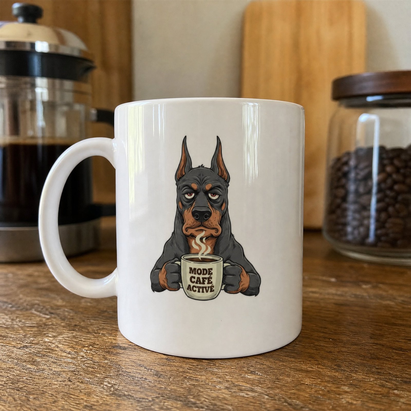 Mug Chien Doberman Mode Café Activé