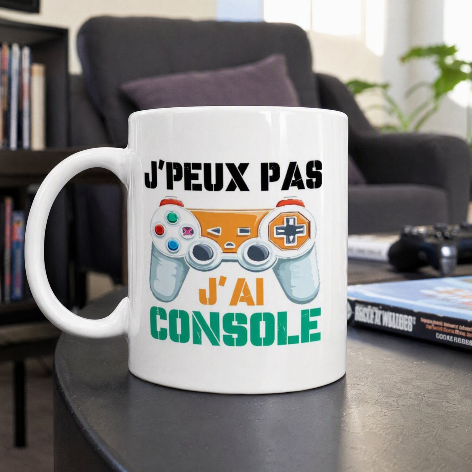 Mug Console J’peux pas j’ai console – manette orange et grise