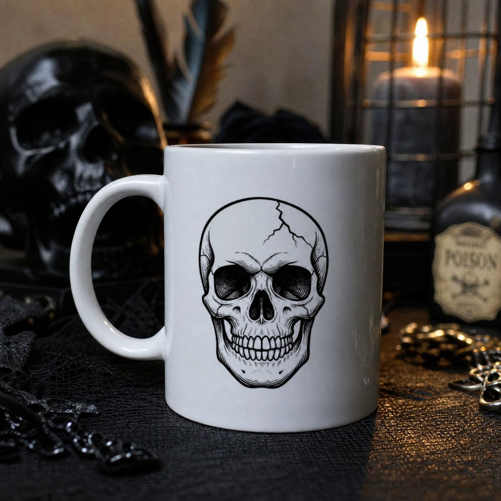 Mug Crâne Noir Gothique