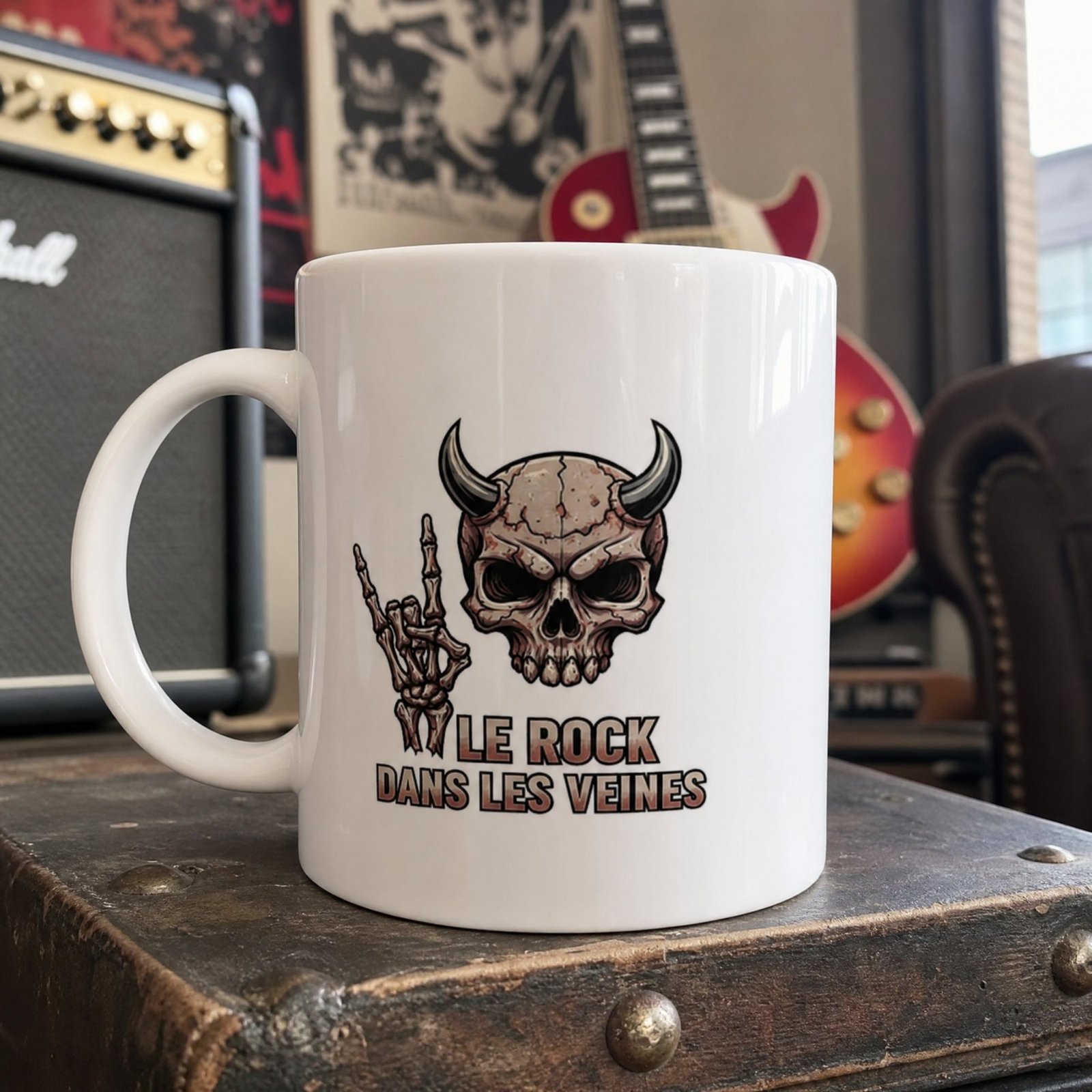 Mug Crâne Rock Le Rock dans les Veines