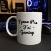 Mug J’peux pas j’ai gaming – texte script sobre sur fond blanc