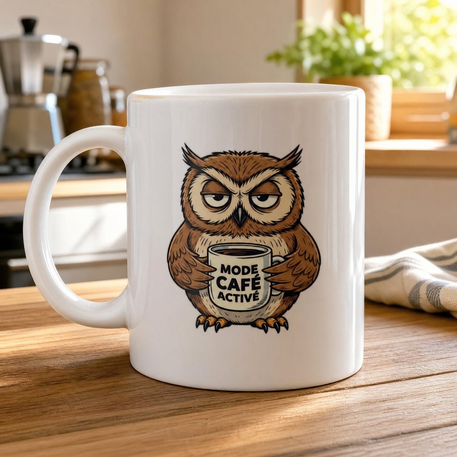 Mug Hibou Humour Animal Mode Café Activé