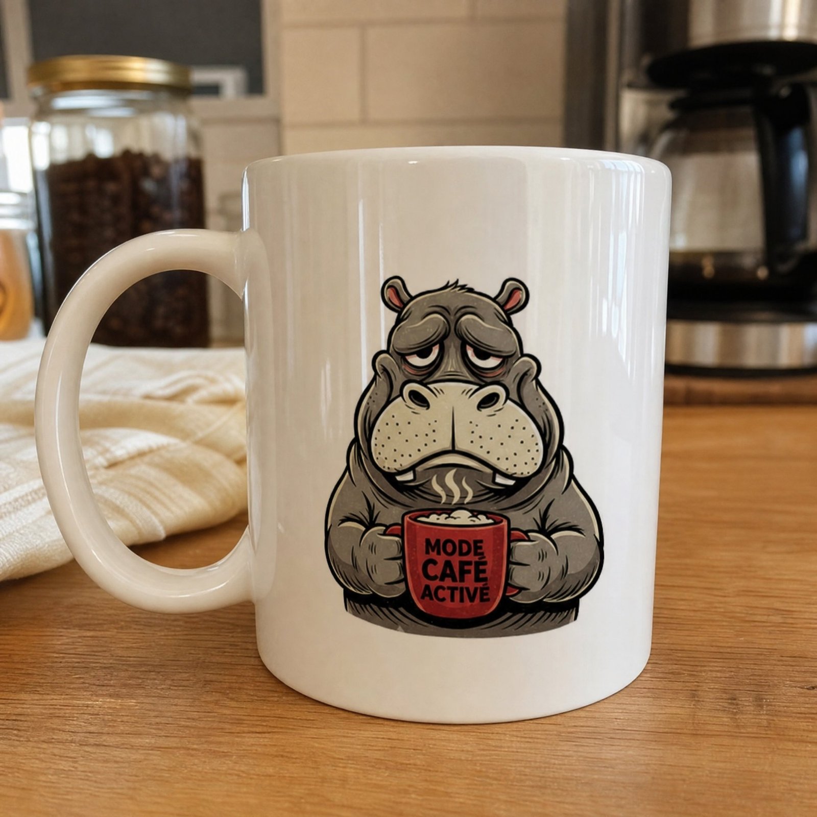 Mug Hippopotame Humour Animal Mode Café Activé