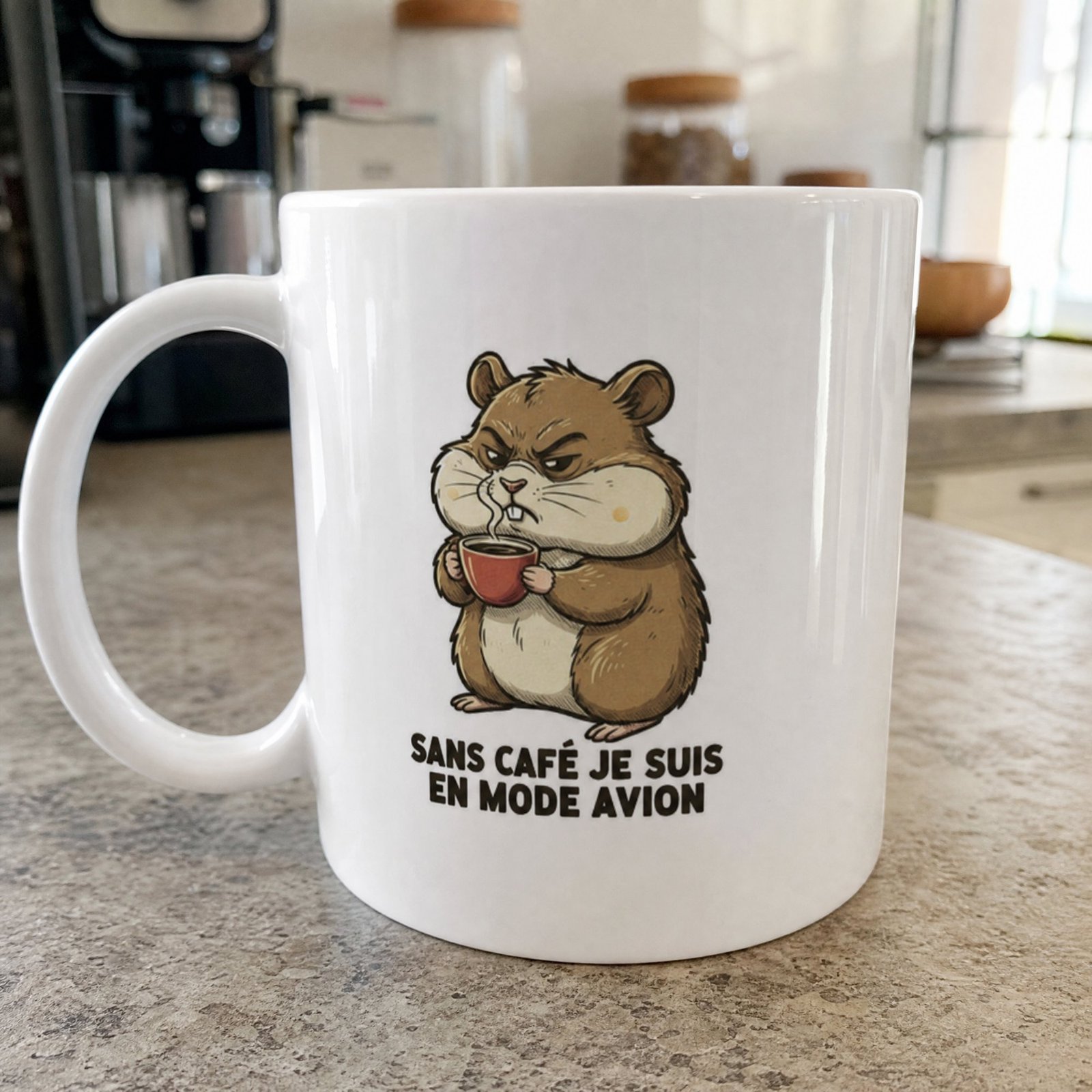 Mug Humour Hamster Sans Café Je Suis en Mode Avion