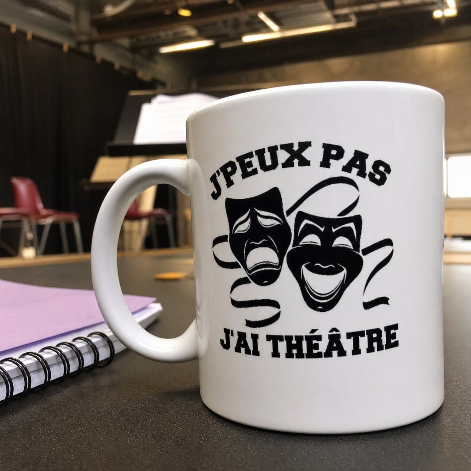 Mug Théâtre J’peux pas j’ai théâtre – masques comédie et tragédie