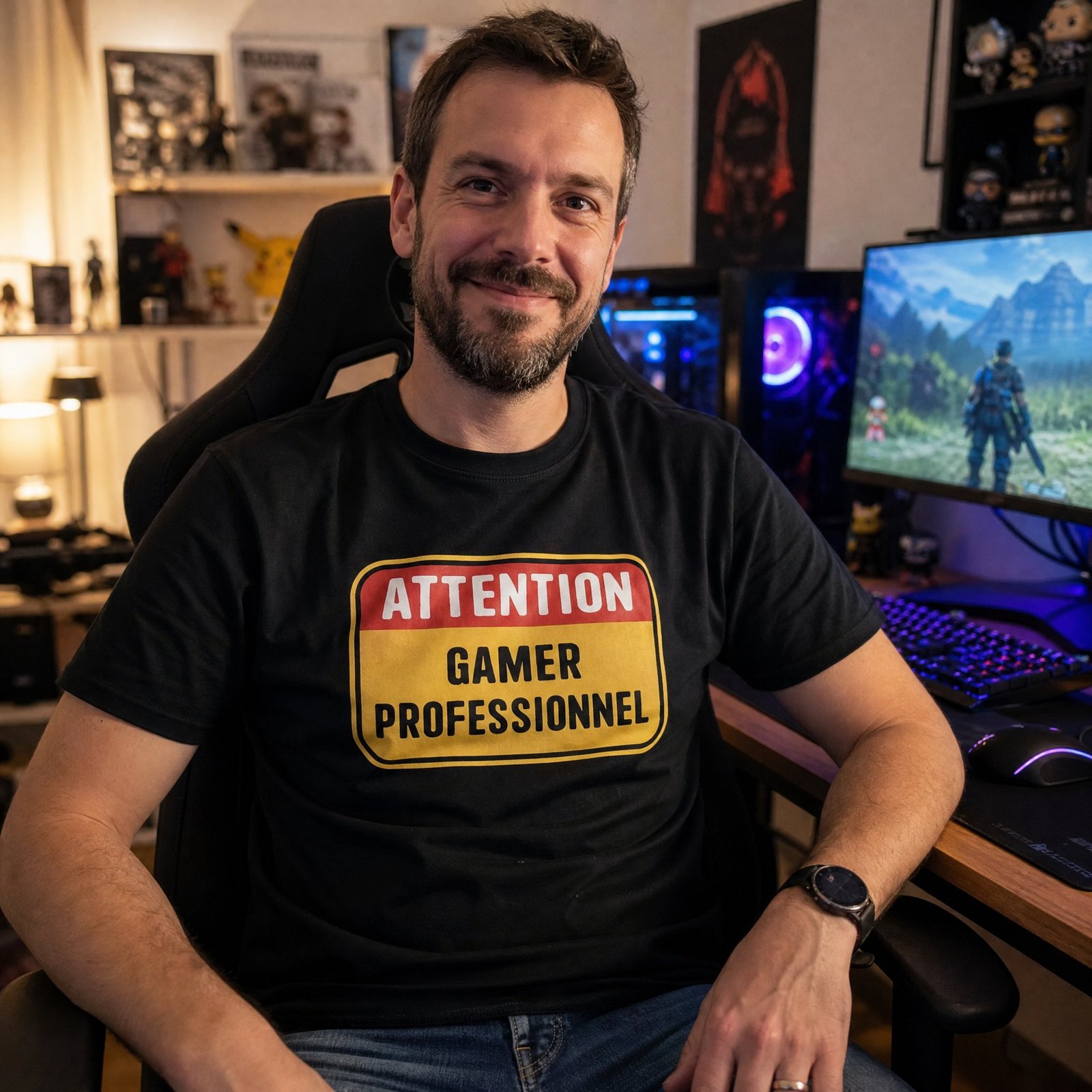 T shirt Attention Gamer Professionnel