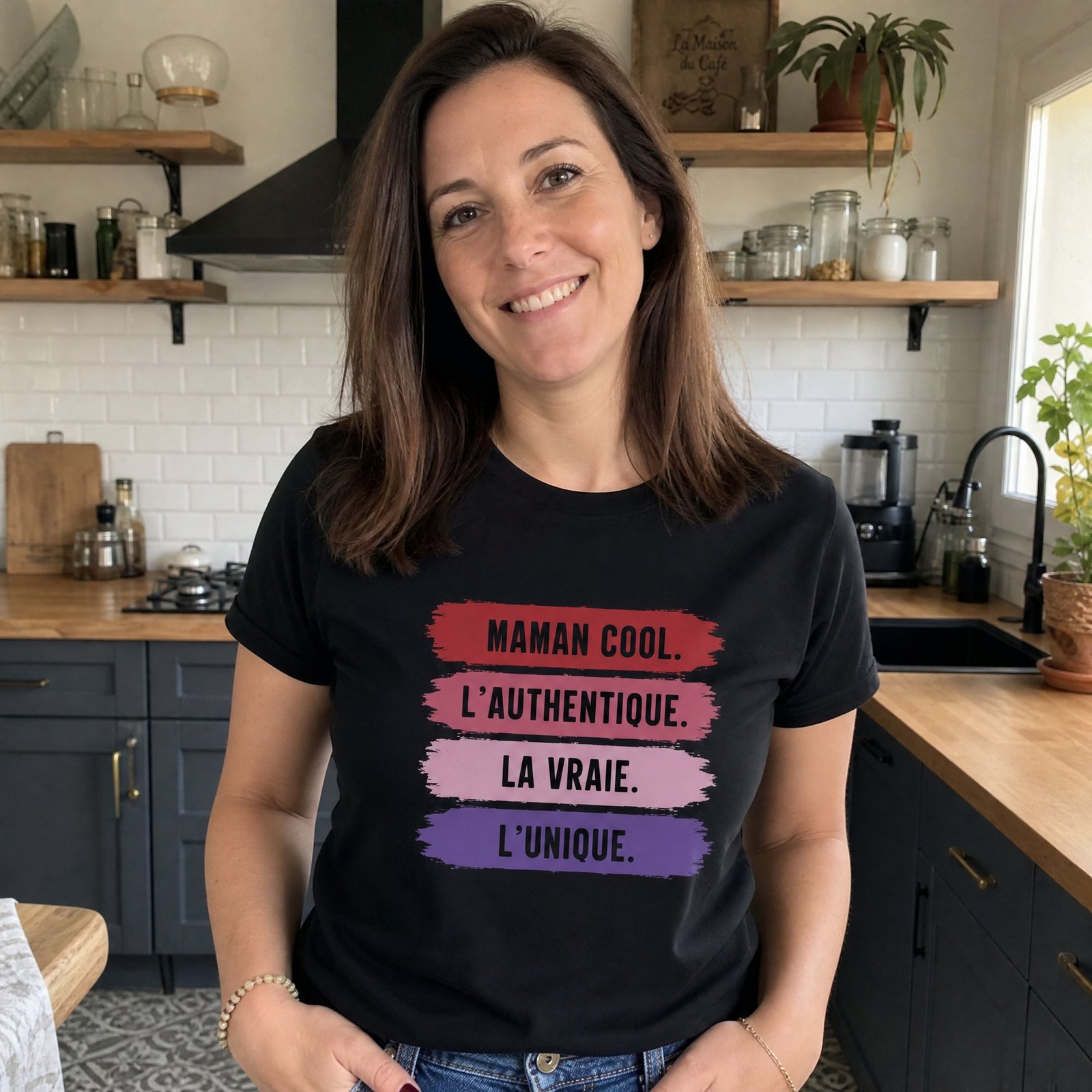 T shirt Femme Humour maman cool l&rsquo;authentique la vraie l&rsquo;unique