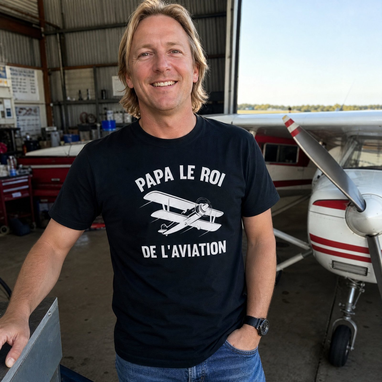 T shirt Papa le roi de l’aviation – T-shirt Papa – Papa – T-shirt humoristique pour papa – Idée cadeau Fête des pères