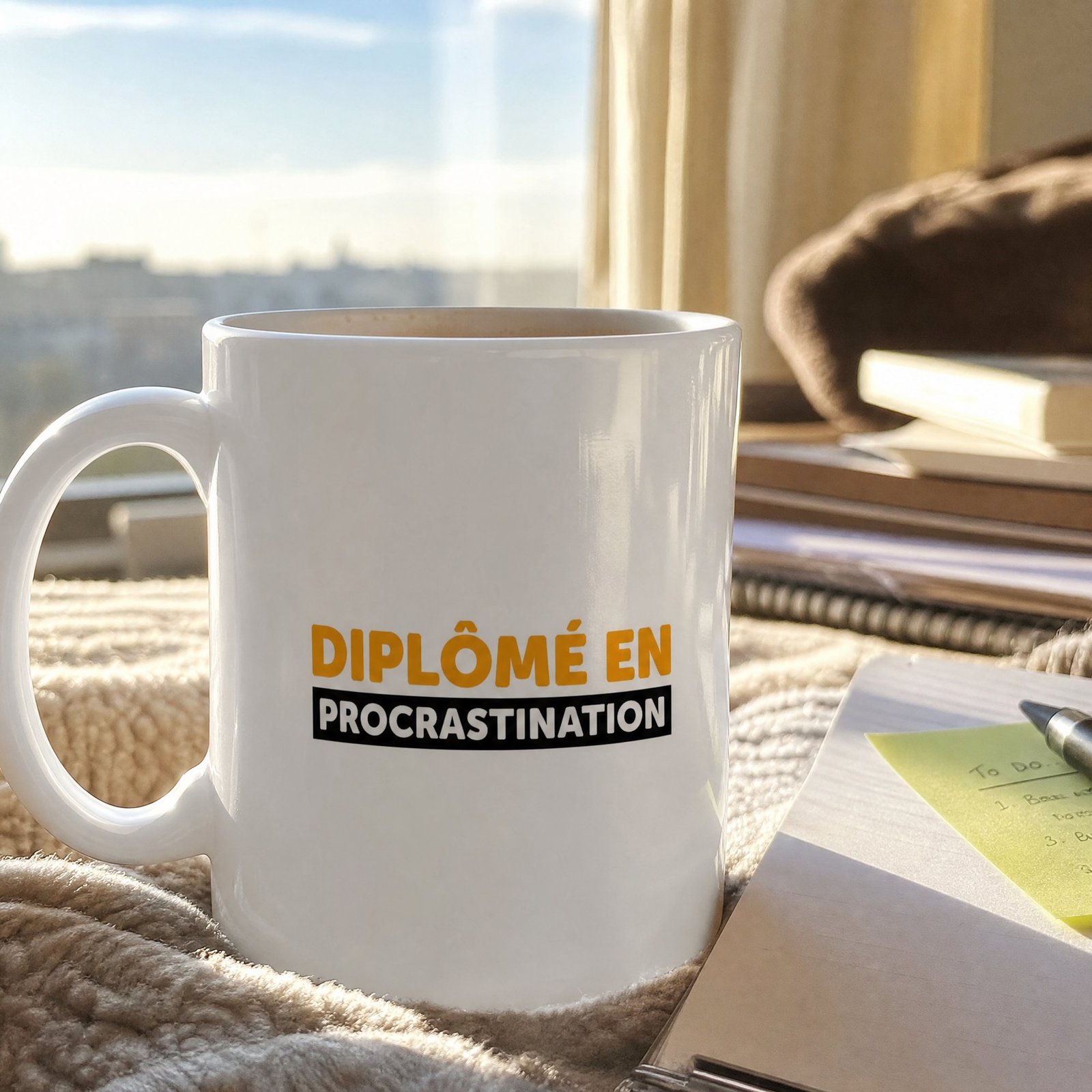 Tasse Humour Diplômé en Procrastination