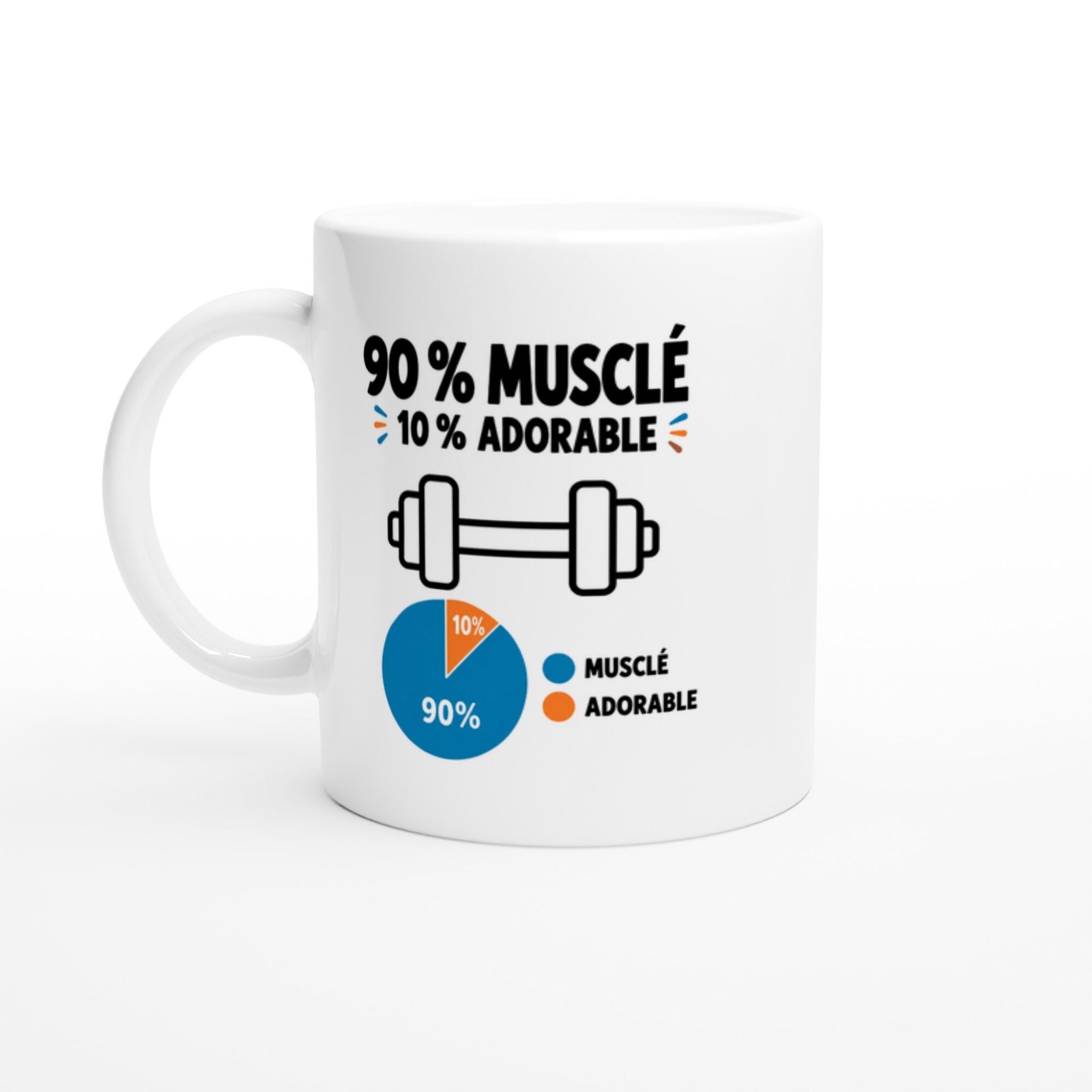 Mug 90 pour cent Musclé 10 pour cent Adorable