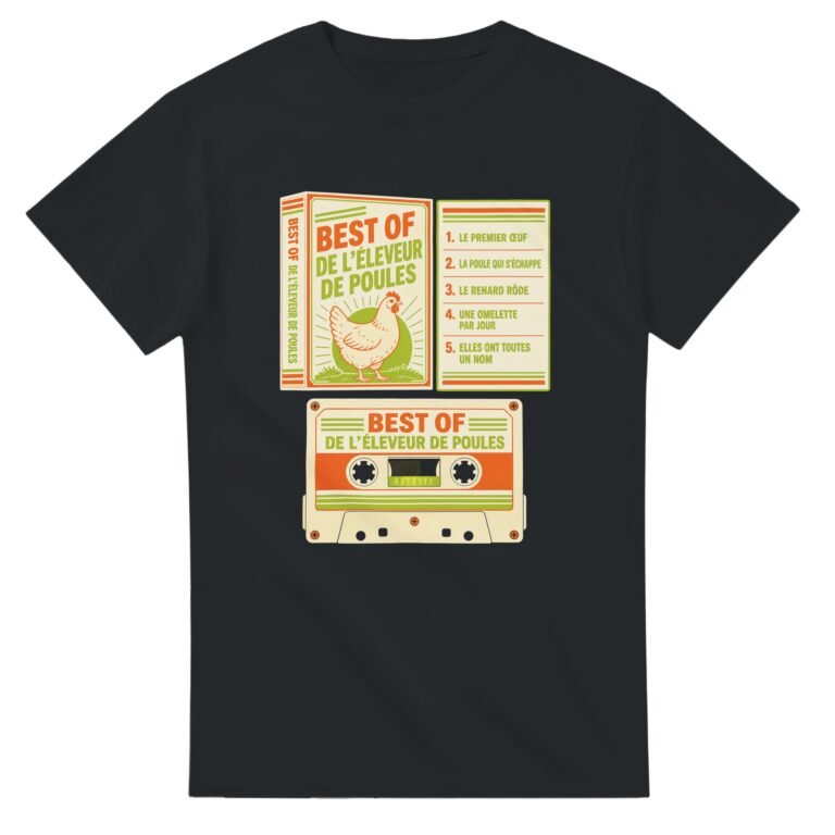 T shirt Best Of de l'Éleveur de Poules le Premier Œuf la Poule Qui S'Échappe le Renard