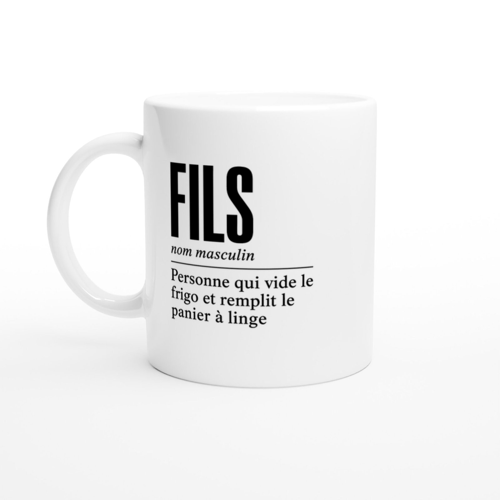 Mug Fils Personne Qui Vide le Frigo et Remplit le Panier à Linge