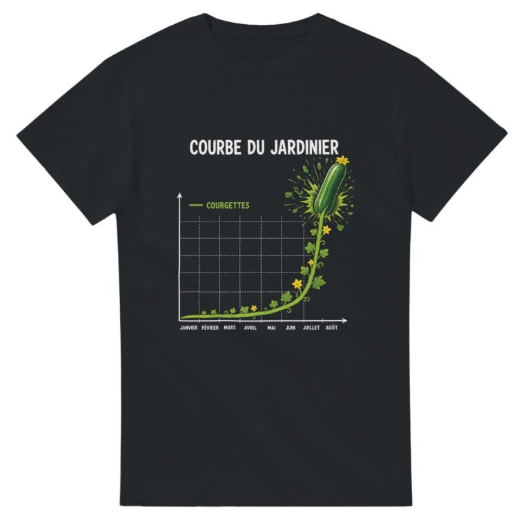 T shirt Courbe du Jardinier Courgettes Janvier Février Mars Avril Mai Juin Juillet Août