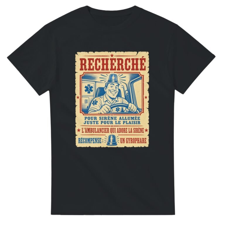 T shirt Recherché pour Sirène Allumée Juste pour le Plaisir l'Ambulancier Qui Adore