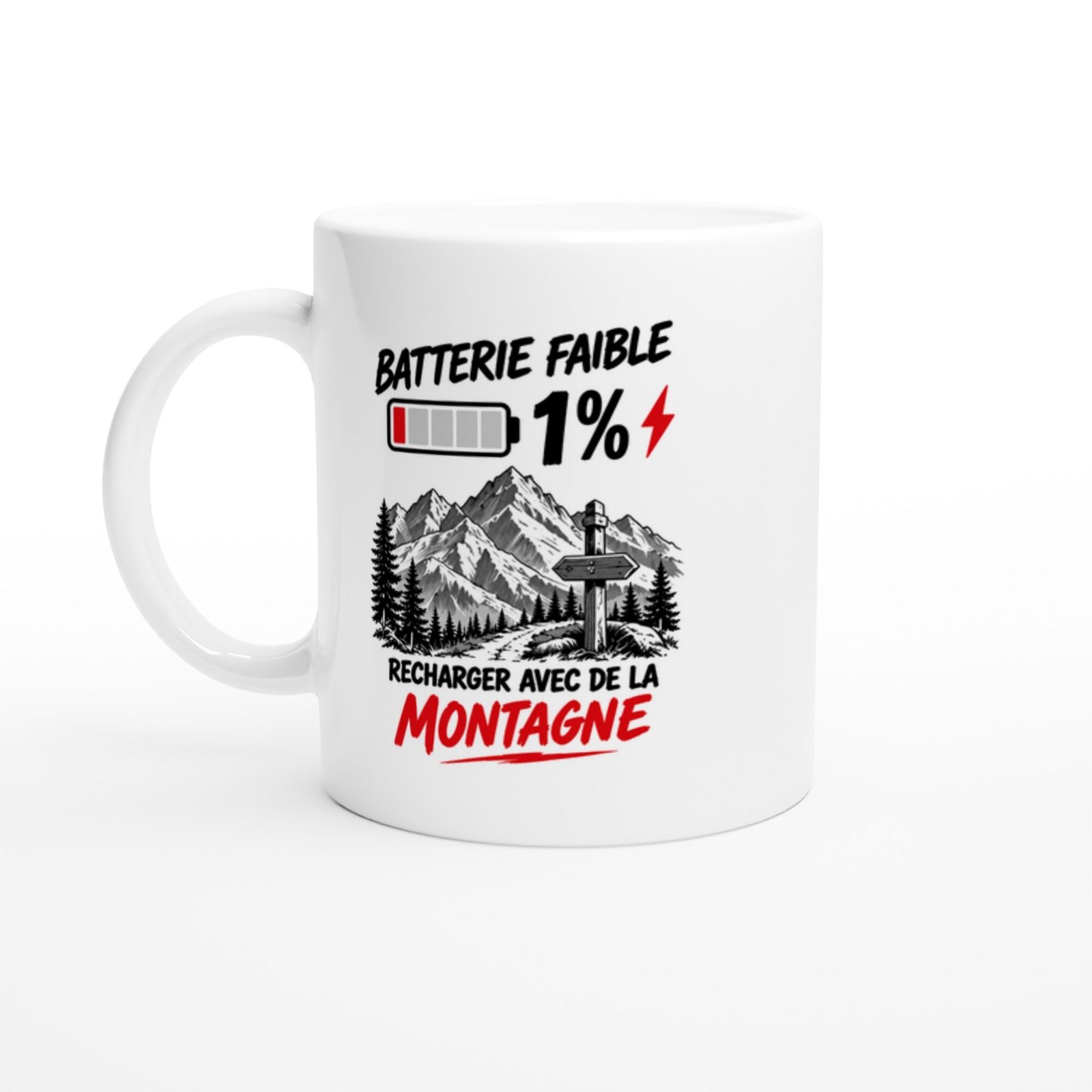 Mug Batterie Faible Recharger Avec De La Montagne