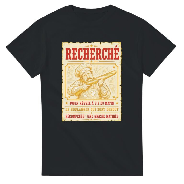 T shirt Recherché pour Réveil à 3 H du Matin le Boulanger Qui Dort Debout Récompense