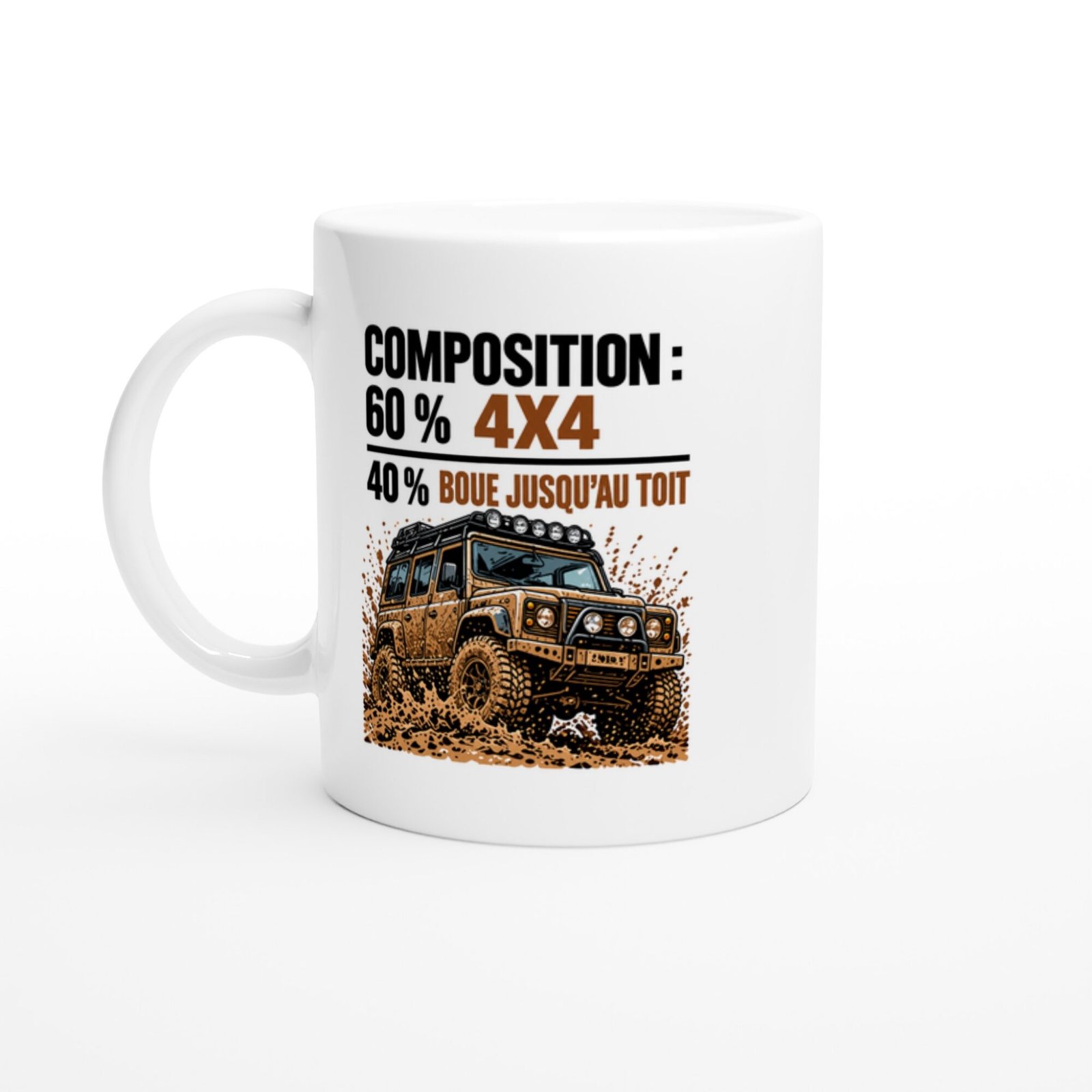 Mug Composition 60 % 4X4 40 % Boue Jusqu&rsquo;Au Toit