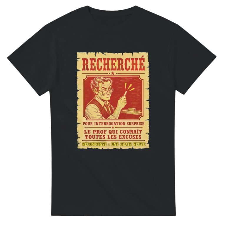 T shirt Recherché pour Interrogation Surprise le Prof Qui Connaît Toutes les Excuses