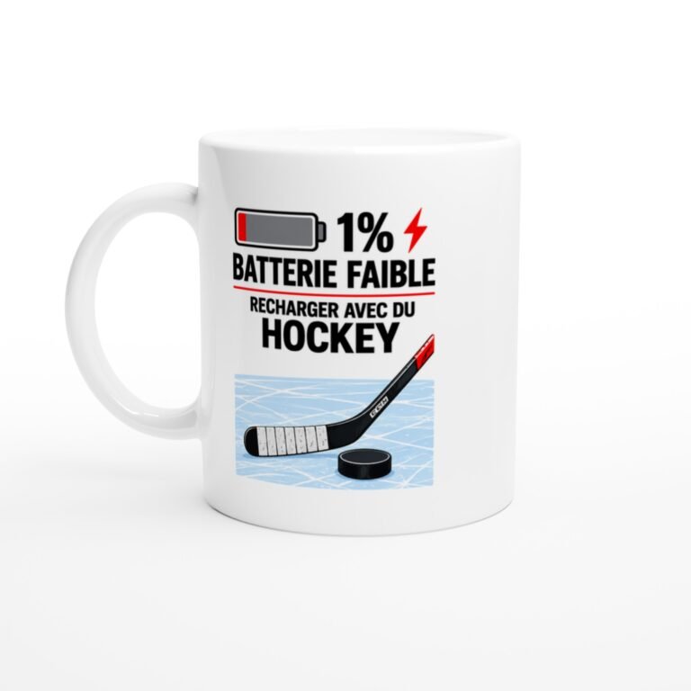 Mug Batterie Faible Recharger Avec Du Hockey